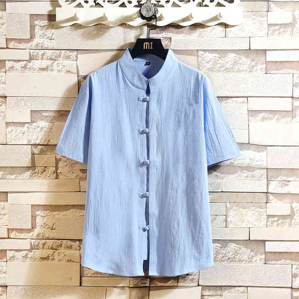 simple design stand collar 100% cotton short sleeve white black summer korean shirts 4xl 5xl 210412
simple design stand collar 100% cotton short sleeve white black summer korean shirts 4xl 5xl 210412