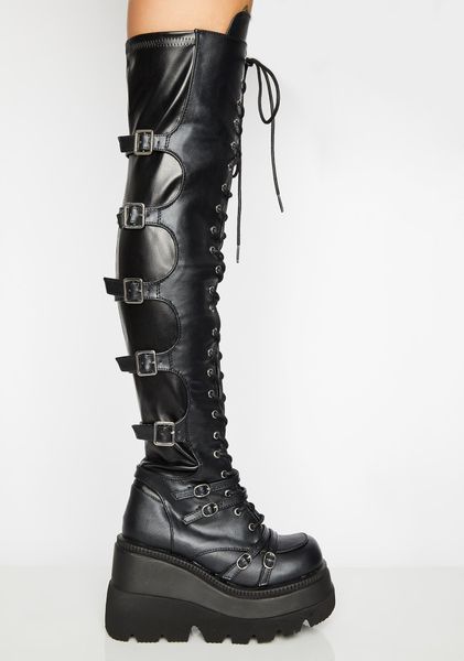 doratasia ins brand lady thigh high boots platform buckle wedges thick bottom women boots cool street shoes woman, Black
doratasia ins brand lady thigh high boots platform buckle wedges thick bottom women boots cool street shoes woman, Black