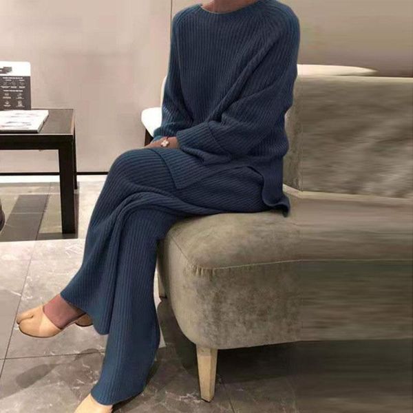 women's two piece pants women knitted tracksuit autumn winter o-neck sweater 2 set fashion solid ladies pullover wide leg home suit, White
women's two piece pants women knitted tracksuit autumn winter o-neck sweater 2 set fashion solid ladies pullover wide leg home suit, White
