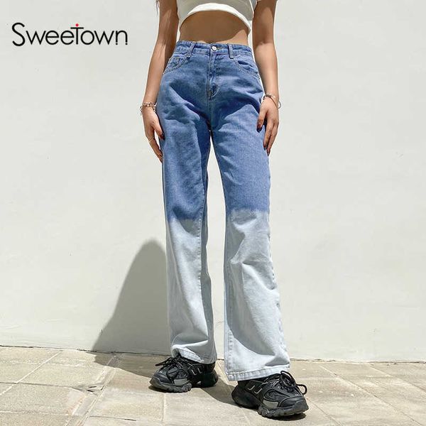 sweetown tie dye stripe trending jeans pants women england preppy style y2k streetwear high waist girls denim straight trousers, Black;white
sweetown tie dye stripe trending jeans pants women england preppy style y2k streetwear high waist girls denim straight trousers, Black;white