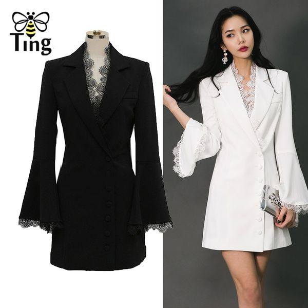 designer lace patchwork notched women blazers coat elegant flare long sleeve office lady work outerwear 210513, White;black
designer lace patchwork notched women blazers coat elegant flare long sleeve office lady work outerwear 210513, White;black