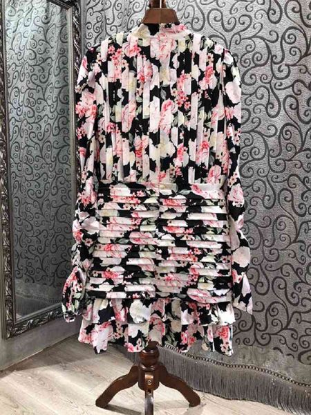dresses beautiful spring summer style women stand neck charming flower print long sleeve pleated ruffle club mini, Black;gray
dresses beautiful spring summer style women stand neck charming flower print long sleeve pleated ruffle club mini, Black;gray
