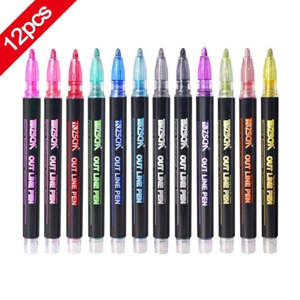 highlighters 12 colors double line pen dream graffiti marker highlighter art painting writing school supplies, Black;red
highlighters 12 colors double line pen dream graffiti marker highlighter art painting writing school supplies, Black;red