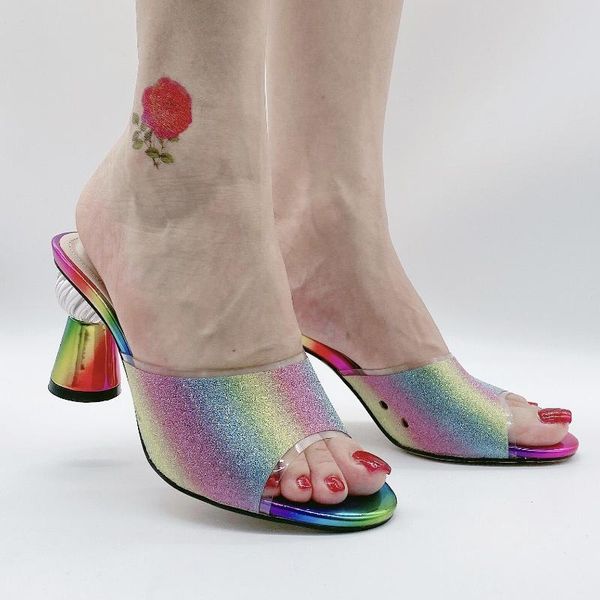 dress shoes rainbow colorful high slippers women pvc summer outdoor sandals for ladies round heeled party wedding, Black
dress shoes rainbow colorful high slippers women pvc summer outdoor sandals for ladies round heeled party wedding, Black