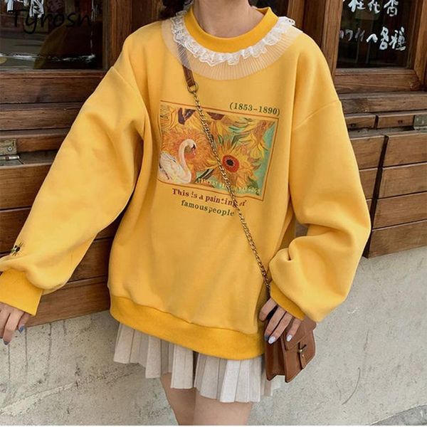 women's hoodies & sweatshirts painting print lovely women yellow sunflowers lace design o-neck loose long sleeve sweet tender girls, Black
women's hoodies & sweatshirts painting print lovely women yellow sunflowers lace design o-neck loose long sleeve sweet tender girls, Black