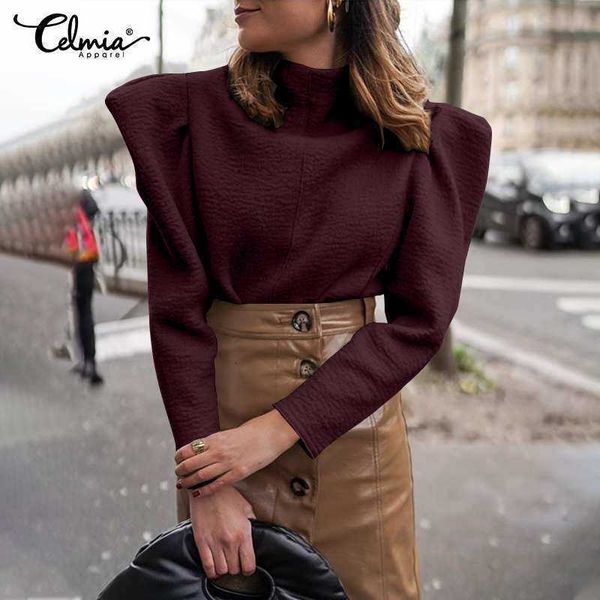 women's blouses & shirts blouses celmia elegant textured ol women fashion autumn stand collor puff sleeve blusas casual solid chic owxe, White
women's blouses & shirts blouses celmia elegant textured ol women fashion autumn stand collor puff sleeve blusas casual solid chic owxe, White