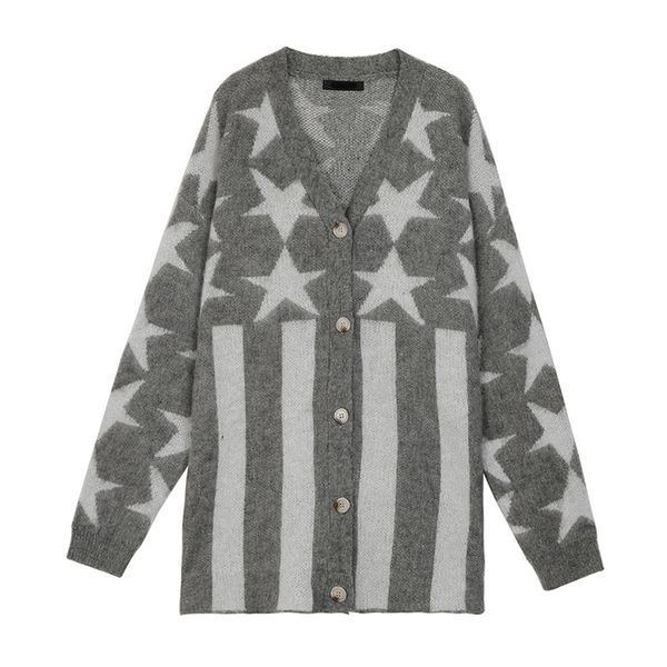 thin gray sweater knitted starstriped long sleeve cardigans single-breasted autumn lomg style m0198 210514, White
thin gray sweater knitted starstriped long sleeve cardigans single-breasted autumn lomg style m0198 210514, White