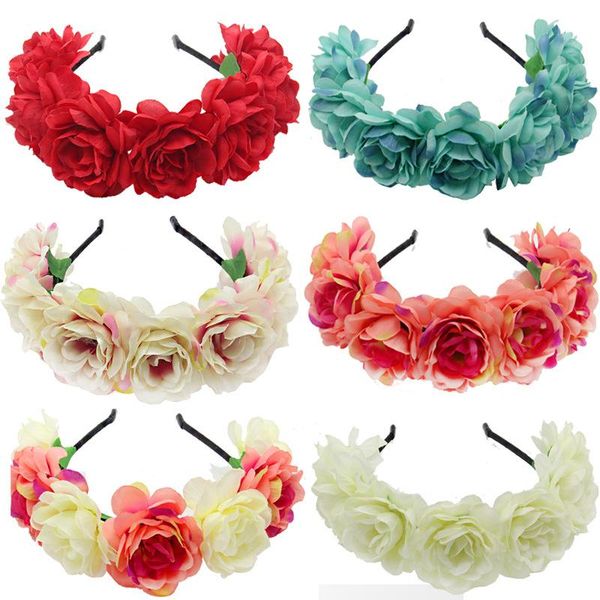 party hats fashion women bride flowers headband mexican style rose flower crown hairband ladies elastic beach hair accessories
party hats fashion women bride flowers headband mexican style rose flower crown hairband ladies elastic beach hair accessories