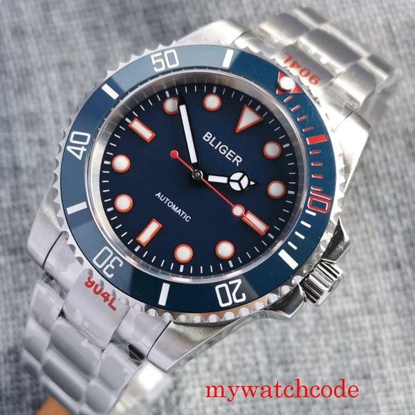 wristwatches 40mm bliger brand blue dial sapphire crystal 21 jewels miyota 8215 automatic men watch ceramic insert unidirectional bezel, Slivery;brown
wristwatches 40mm bliger brand blue dial sapphire crystal 21 jewels miyota 8215 automatic men watch ceramic insert unidirectional bezel, Slivery;brown