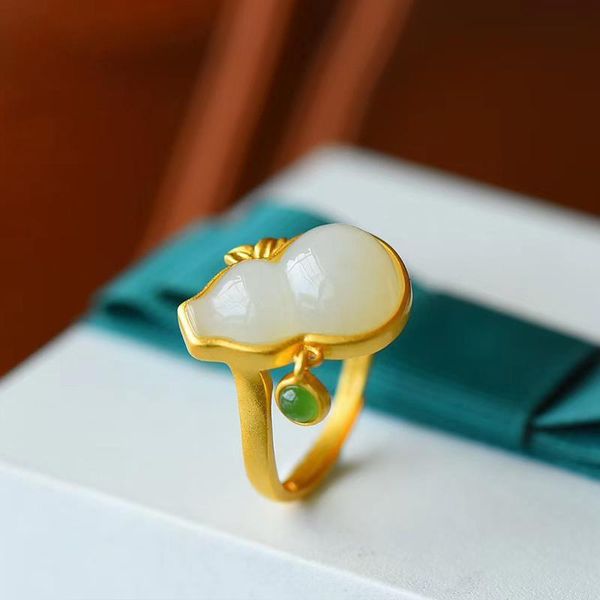 cluster rings original hetian jade gourd jasper small water drop opening adjustable ring chinese style retro charm brand silver jewelry, Golden;silver
cluster rings original hetian jade gourd jasper small water drop opening adjustable ring chinese style retro charm brand silver jewelry, Golden;silver