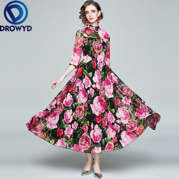 summer runway black long dress women stand neck sleeve vintage floral print casual holiday party dresses vestidos, Black;gray
summer runway black long dress women stand neck sleeve vintage floral print casual holiday party dresses vestidos, Black;gray