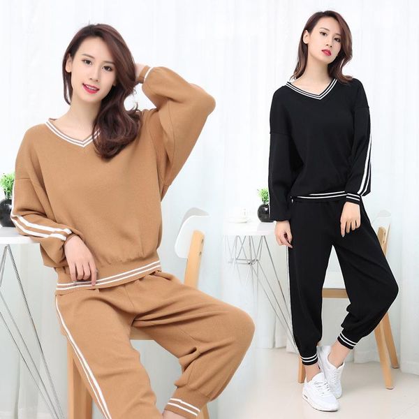 two piece dress women sets winter knitted pants suits cashmere pattern warm v-neck sweater+harlan trousers leisure two-piece, White
two piece dress women sets winter knitted pants suits cashmere pattern warm v-neck sweater+harlan trousers leisure two-piece, White