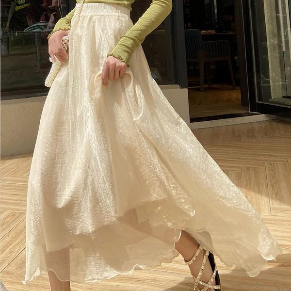 skirts 2021 women luster silk slippery long elastic waist pleated midi beach boho vintage summer faldas saia, Black
skirts 2021 women luster silk slippery long elastic waist pleated midi beach boho vintage summer faldas saia, Black