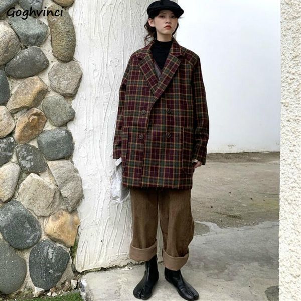 women's wool & blends womens plaid vintage notched double breasted wide-waisted long sleeve loose outerwear streetwear retro casual ins, Black
women's wool & blends womens plaid vintage notched double breasted wide-waisted long sleeve loose outerwear streetwear retro casual ins, Black