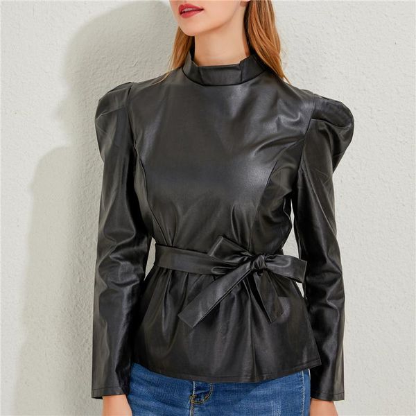 punk style pu leather ladies blouse high street puff sleeve shirts solid sashes turtleneck back zipper fashion female women's blouses &, White
punk style pu leather ladies blouse high street puff sleeve shirts solid sashes turtleneck back zipper fashion female women's blouses &, White