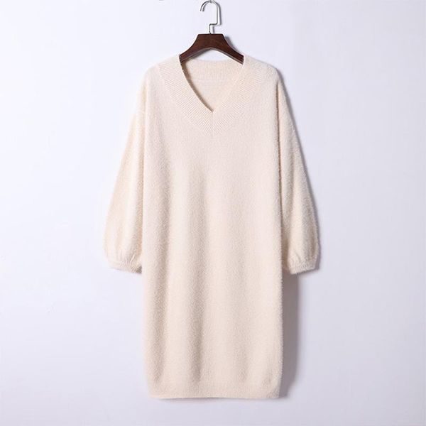 fluffy knit v-neck women's sweater dress long lantern sleeve thicken knee-length female dresses 2021 autumn winter lady clothes casual, Black;gray
fluffy knit v-neck women's sweater dress long lantern sleeve thicken knee-length female dresses 2021 autumn winter lady clothes casual, Black;gray