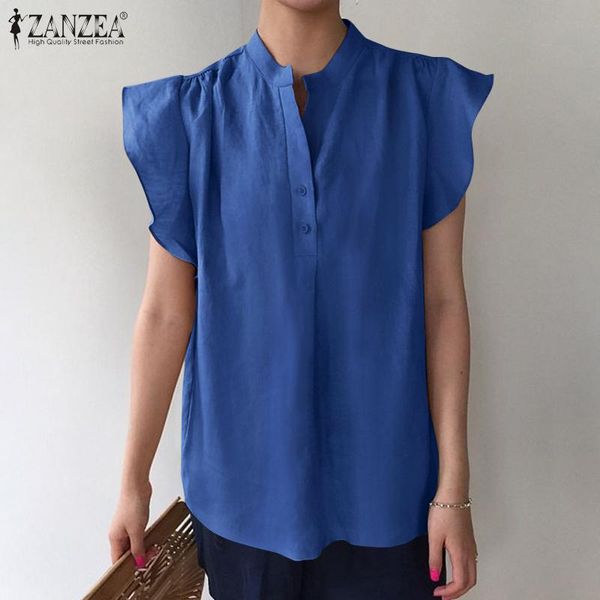women's blouses & shirts elegant summer flounce zanzea 2021 casual solid sleeveless tunic female button blusas chemise, White
women's blouses & shirts elegant summer flounce zanzea 2021 casual solid sleeveless tunic female button blusas chemise, White