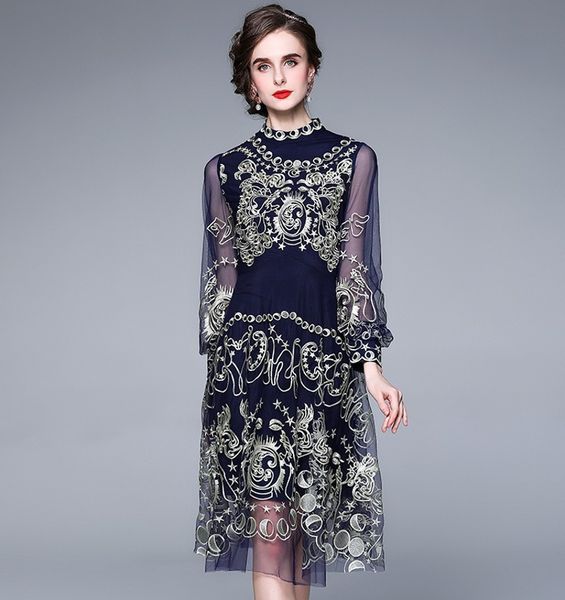 summer tulle mesh elegant dress women sweet long lantern sleeve lace trims stand collar a line party dress 210514, Black;gray
summer tulle mesh elegant dress women sweet long lantern sleeve lace trims stand collar a line party dress 210514, Black;gray