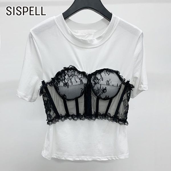 women's t-shirt sispell patchwork lace for female t shirt o neck short sleeve high waist slimming back with zipper casual tide, White
women's t-shirt sispell patchwork lace for female t shirt o neck short sleeve high waist slimming back with zipper casual tide, White