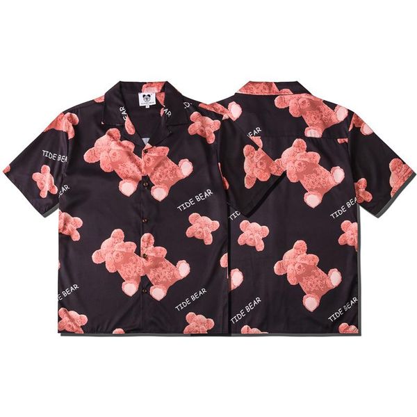 men's casual shirts fashion brand street and women's youth couple loose cardigan bear printed spring summer short sleeve shirt, White;black
men's casual shirts fashion brand street and women's youth couple loose cardigan bear printed spring summer short sleeve shirt, White;black