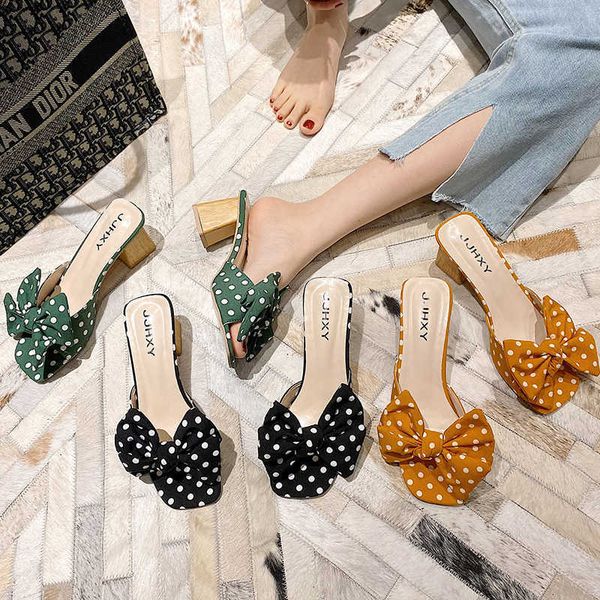 slippers sweet women's high-heeled slippers polka dot arco slides casual square wearing sandal womanly ladies off point tp4o, Black
slippers sweet women's high-heeled slippers polka dot arco slides casual square wearing sandal womanly ladies off point tp4o, Black