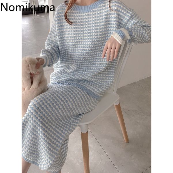 nomikuma arrival women two piece set long sleeve pullovers high waist skirt plaid outfits winter clothes ropa mujer 3c343 210514, White;black
nomikuma arrival women two piece set long sleeve pullovers high waist skirt plaid outfits winter clothes ropa mujer 3c343 210514, White;black