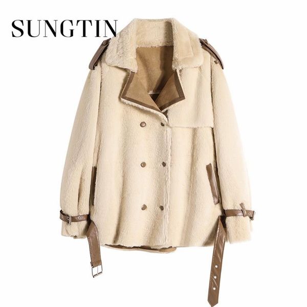 sungtin thick korean loose artificial wool leather jacket women winter patchwork lamb fleece fur female oversize motorcycle coat women', Black;brown
sungtin thick korean loose artificial wool leather jacket women winter patchwork lamb fleece fur female oversize motorcycle coat women', Black;brown