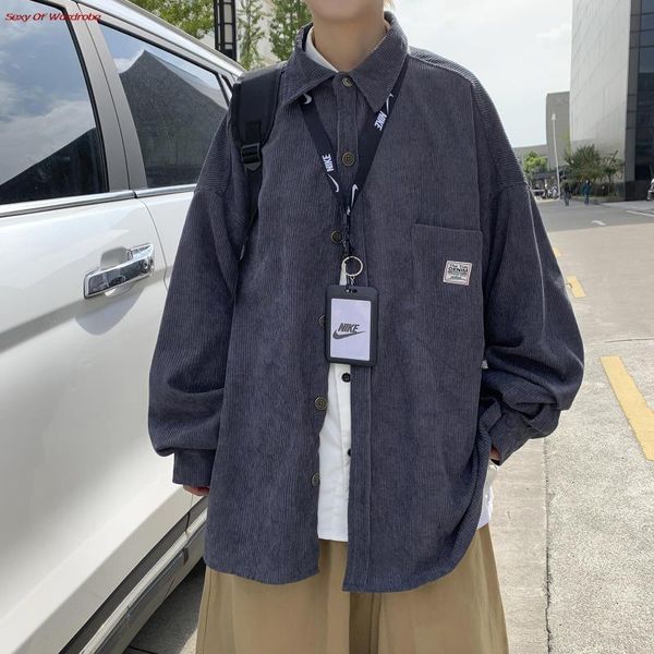 men's casual shirts corduroy coat men spring 2021 autumn korea fashionable loose leisure versatile shirt harajuku high street pure colo, White;black 
men's casual shirts corduroy coat men spring 2021 autumn korea fashionable loose leisure versatile shirt harajuku high street pure colo, White;black