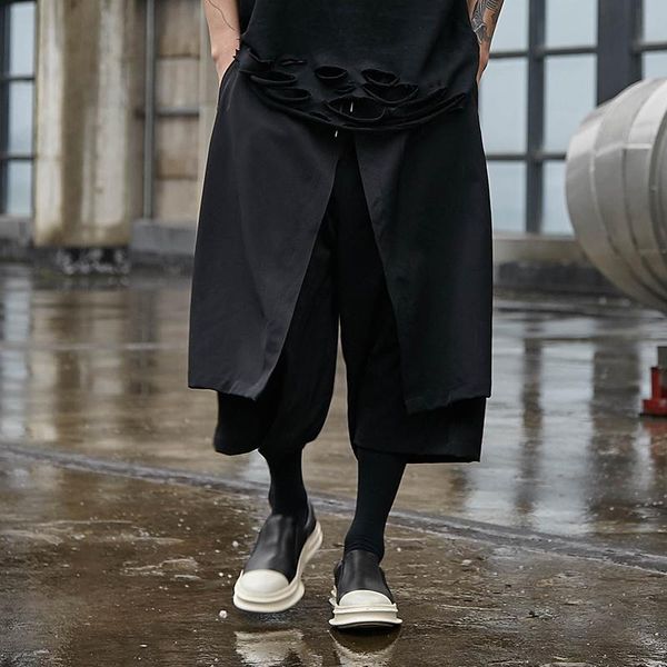 men's pants laminated splicing design hair stylist singer dark yamamoto style casual loose skirt, Black
men's pants laminated splicing design hair stylist singer dark yamamoto style casual loose skirt, Black