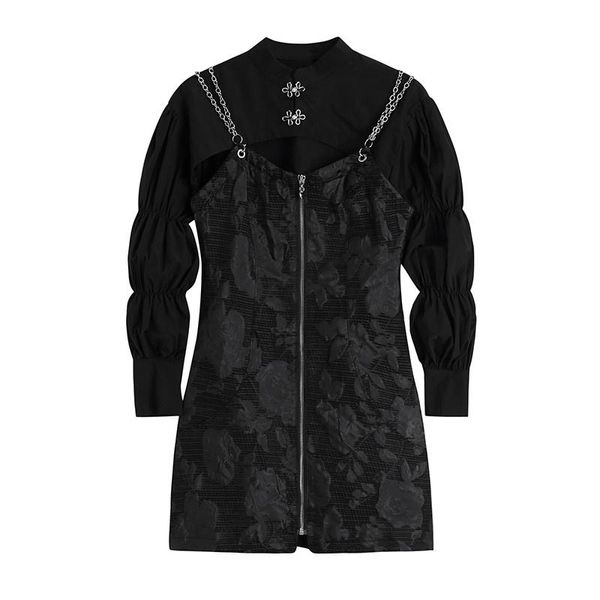 women's jackets y2k black crop jacket long sleeve + flower bra tank dress with zipper, Black;brown
women's jackets y2k black crop jacket long sleeve + flower bra tank dress with zipper, Black;brown