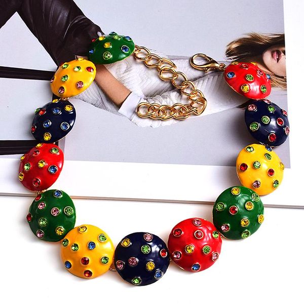 chains vintage handmade crystal statement choker enamel cute necklace round metal jewelry for women charm accessories, Silver
chains vintage handmade crystal statement choker enamel cute necklace round metal jewelry for women charm accessories, Silver