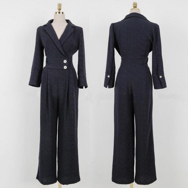 women's pants & capris 2021 spring and summer korean casual fashion jumpsuit ol temperament suit collar waist striped, Black;white 
women's pants & capris 2021 spring and summer korean casual fashion jumpsuit ol temperament suit collar waist striped, Black;white
