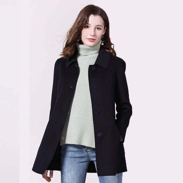 women's wool & blends cinessd winter and autumn coat women woman clothes 2021 fashion dark blue mid-long double-side female, Black
women's wool & blends cinessd winter and autumn coat women woman clothes 2021 fashion dark blue mid-long double-side female, Black