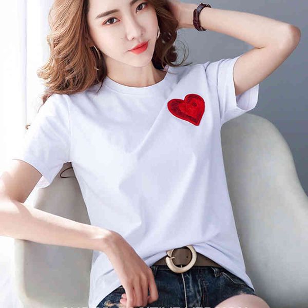 women's t-shirt shintimes loose white t summer embroidered red hearts short sleeve casual tee femme clothes wfvz
women's t-shirt shintimes loose white t summer embroidered red hearts short sleeve casual tee femme clothes wfvz