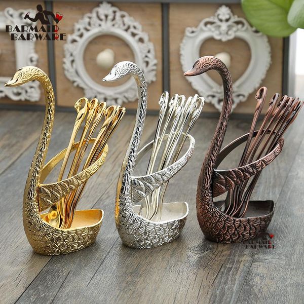 flatware sets swan spoon base holder fruit forks set stainless steel salad dessert coffee cake tools tableware
flatware sets swan spoon base holder fruit forks set stainless steel salad dessert coffee cake tools tableware