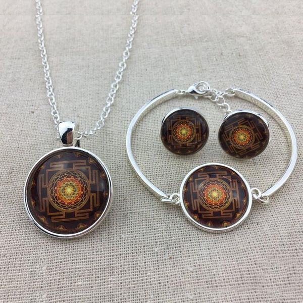 earrings & necklace sri yantra jewelry set sacred geometry women glass dome zen buddhist sets, Silver
earrings & necklace sri yantra jewelry set sacred geometry women glass dome zen buddhist sets, Silver
