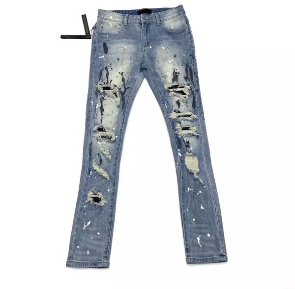 men's jeans and summer spring tide brand personality hole graffiti paint slimming small feet pants do old beggar men high quality, Blue
men's jeans and summer spring tide brand personality hole graffiti paint slimming small feet pants do old beggar men high quality, Blue