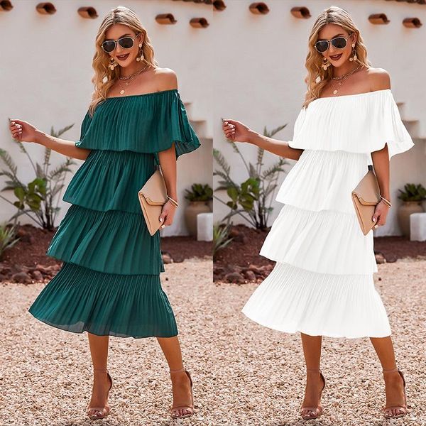 party dresses summer style women's simple temperament hedging high waist pure color green mid length skirt, White;black
party dresses summer style women's simple temperament hedging high waist pure color green mid length skirt, White;black