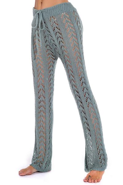 women's swimwear spring and summer straight-leg pants casual high-waist slimming knit trousers hollow loose wide-leg beach, White;black
women's swimwear spring and summer straight-leg pants casual high-waist slimming knit trousers hollow loose wide-leg beach, White;black