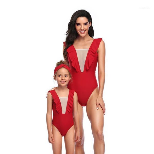 family matching outfits mom-daughter swimming bodysuit v-neck ruffles parent-child romper sleeveless backless tight one piece for, Blue
family matching outfits mom-daughter swimming bodysuit v-neck ruffles parent-child romper sleeveless backless tight one piece for, Blue