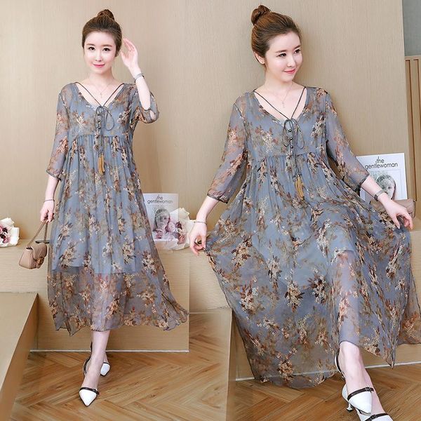 summer sweet loose large size women's fashion thin imitation silk floral middle-sleeved dress two-piece s426 casual dresses, Black;gray
summer sweet loose large size women's fashion thin imitation silk floral middle-sleeved dress two-piece s426 casual dresses, Black;gray
