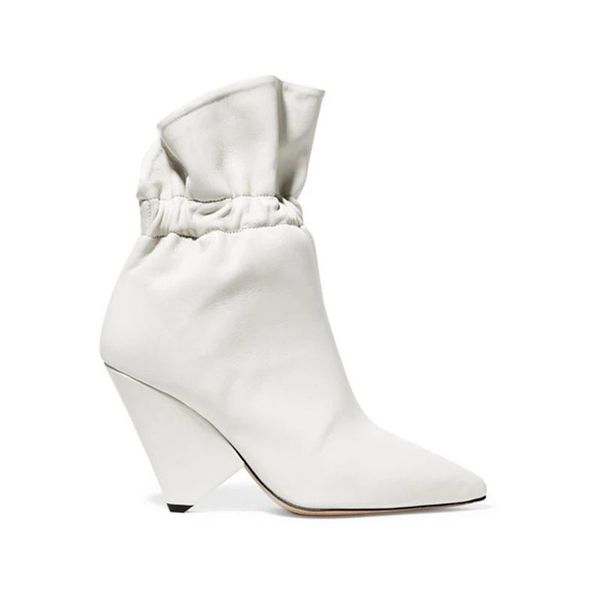 designer winter white ankle boots women spike heels pointed toe slip on short runway high shoes bota, Black
designer winter white ankle boots women spike heels pointed toe slip on short runway high shoes bota, Black
