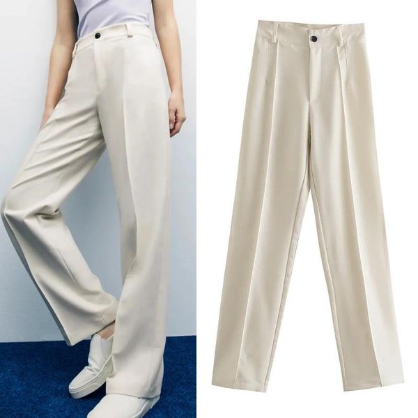 women's pants & capris za women''s classic brown high waist trousers for female spring 2021 straight woman fashion zip beige, Black;white
women's pants & capris za women''s classic brown high waist trousers for female spring 2021 straight woman fashion zip beige, Black;white