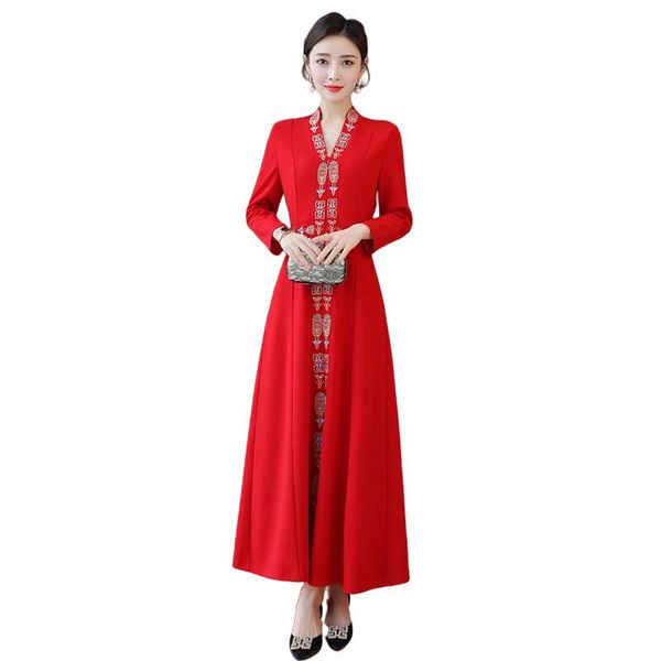 ethnic clothing embroidered women traditional tang suit robe long elegant gown asian dress cheongsam ao dai fashion costume, Red
ethnic clothing embroidered women traditional tang suit robe long elegant gown asian dress cheongsam ao dai fashion costume, Red