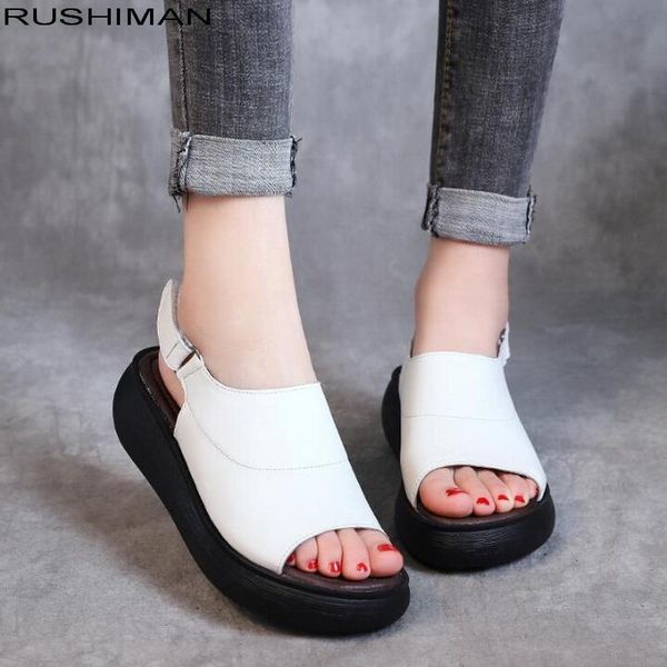 dress shoes rushiman summer women sandals genuine leather platform wedges thick sole peep toe casual walk flats, Black
dress shoes rushiman summer women sandals genuine leather platform wedges thick sole peep toe casual walk flats, Black