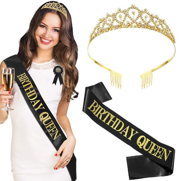 party decoration birthday queen crown girl women bling rhinestone crystal 21 30 40 50th satin sashes anniversary supplies
party decoration birthday queen crown girl women bling rhinestone crystal 21 30 40 50th satin sashes anniversary supplies