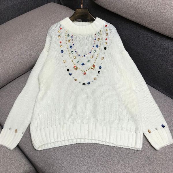 women's sweaters retro heavy handmade beaded colored diamond half high neck mohair sweater women 1001, White;black
women's sweaters retro heavy handmade beaded colored diamond half high neck mohair sweater women 1001, White;black