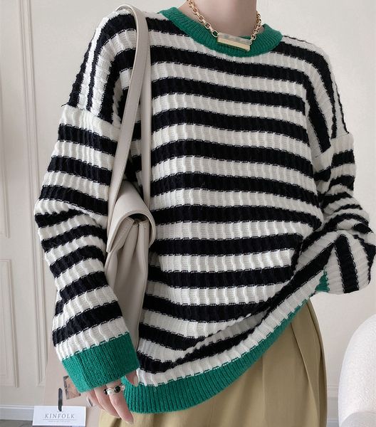 women's sweaters casual striped shirt autumn , long sleeve jumper with round collar, vintage and chic fashion for women 15d7, White;black
women's sweaters casual striped shirt autumn , long sleeve jumper with round collar, vintage and chic fashion for women 15d7, White;black