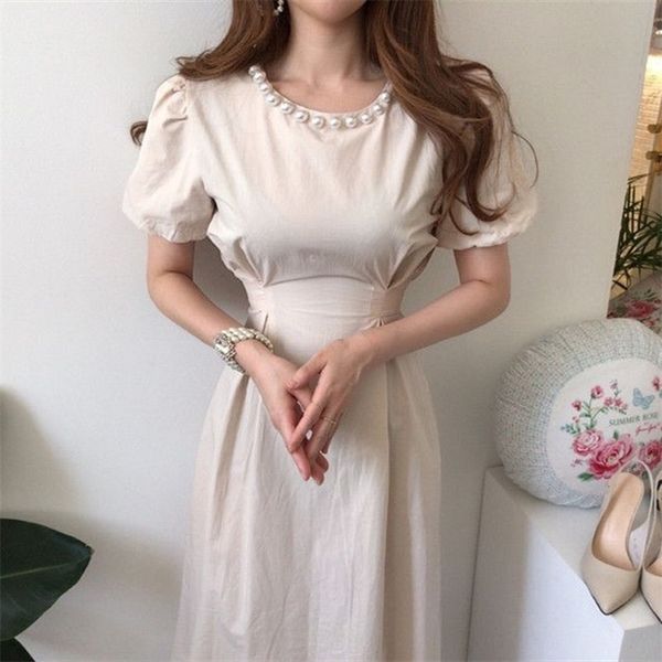 women summer dress sweet cotton solid o-neck pearl party for elegant office high waist es vestido 14002 210421, Black;gray
women summer dress sweet cotton solid o-neck pearl party for elegant office high waist es vestido 14002 210421, Black;gray