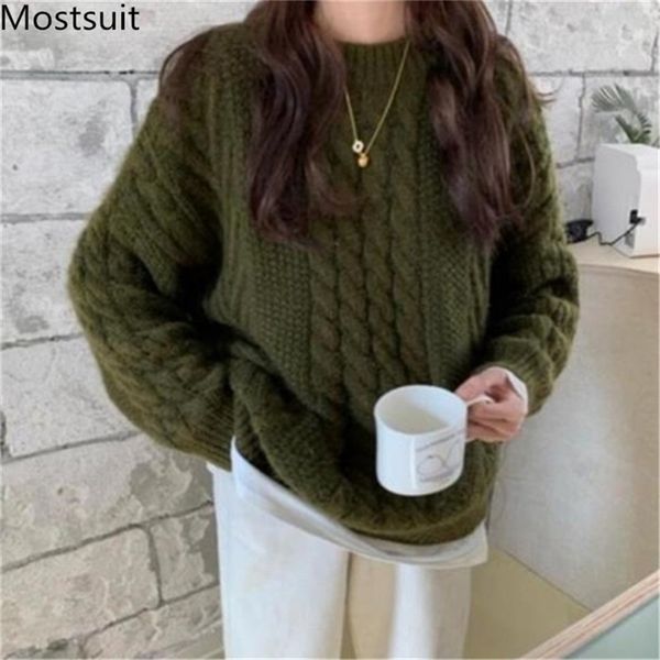 korean vintage o-neck women twisted knitted pullover warm loose long sleeve female autumn sweater jumpers femme 210513, White;black
korean vintage o-neck women twisted knitted pullover warm loose long sleeve female autumn sweater jumpers femme 210513, White;black